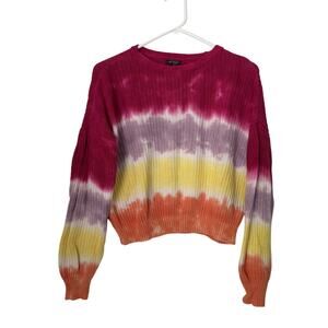 Wild Fable Colorful Tie-Dye Chunky Knit Cropped Sweater XS